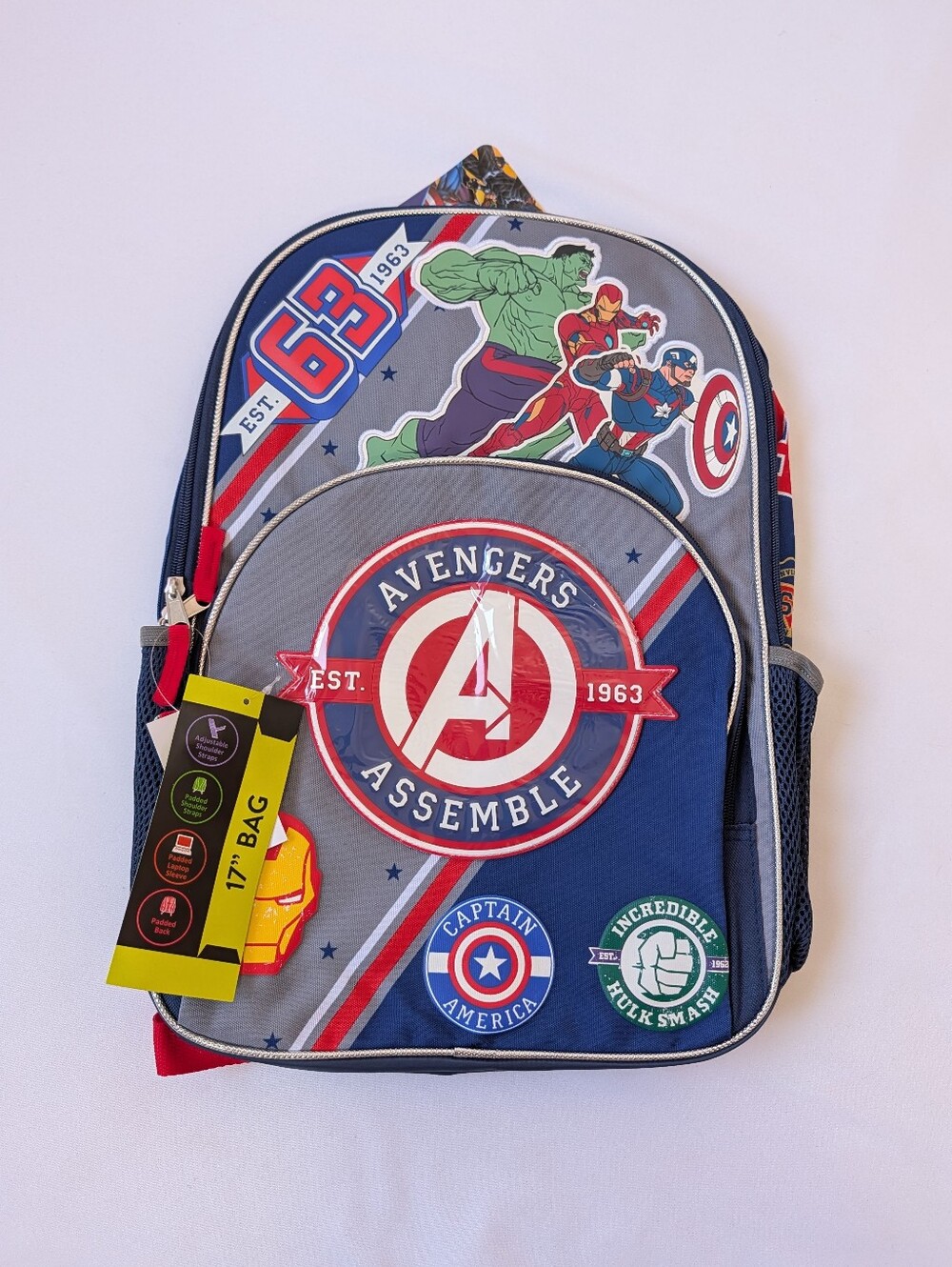 Marvel Avengers 17” Backpack Hulk Iron Man Captain America NWT